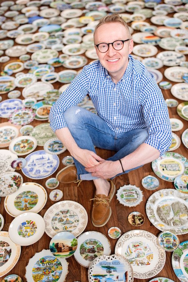 Collector Daniel Mathis and his vintage state plates collection.