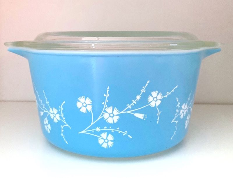 Blue Pyrex.