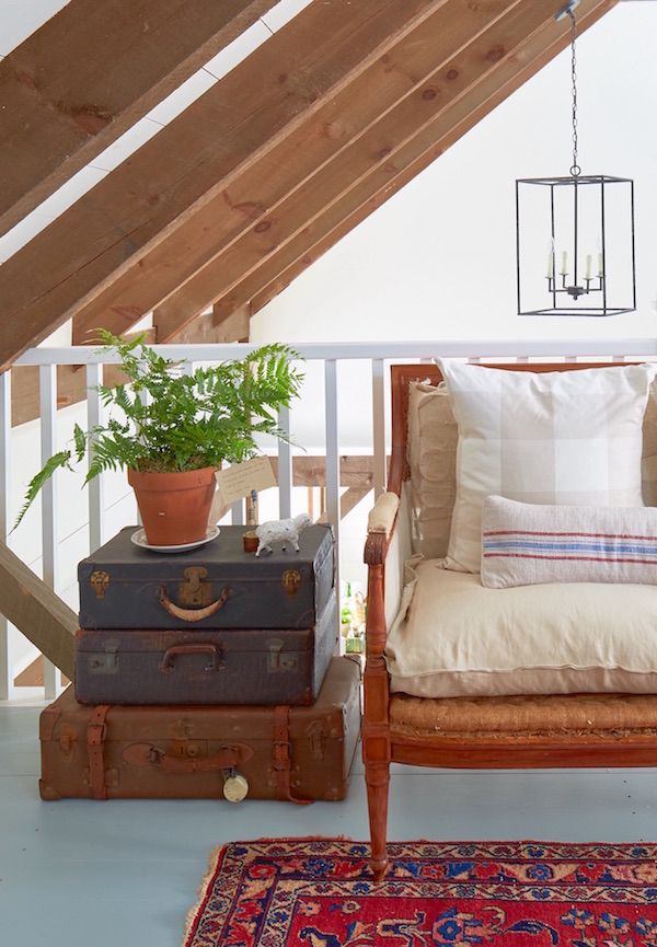 Stack of old suitcases in a vintage style loft.