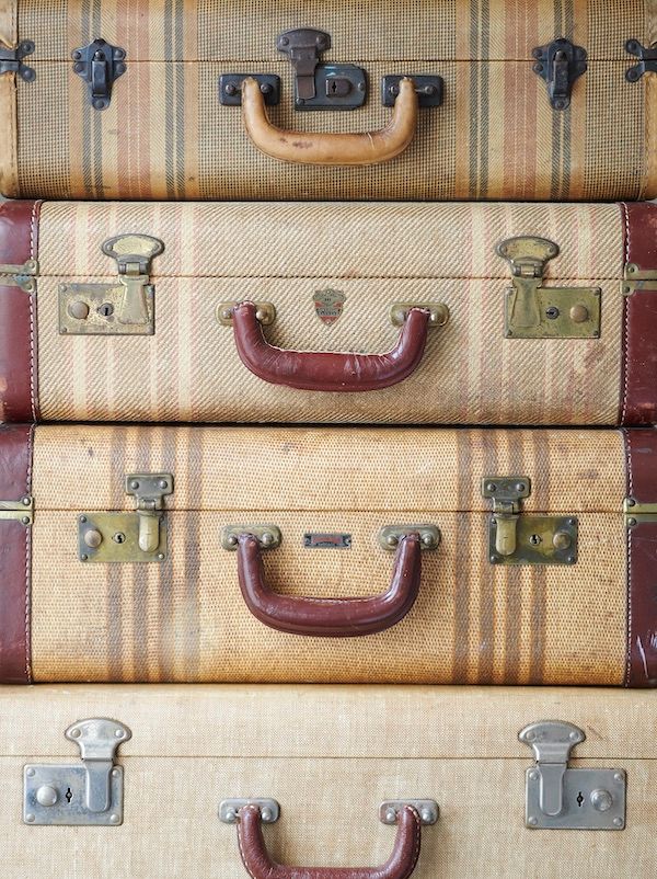 Stack of vintage suitcases.